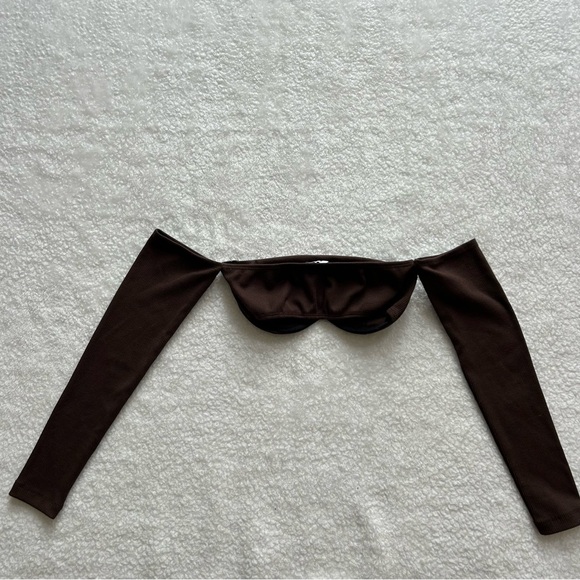 Princess Polly Becca Long Sleeve Crop Top Brown - Picture 4 of 7